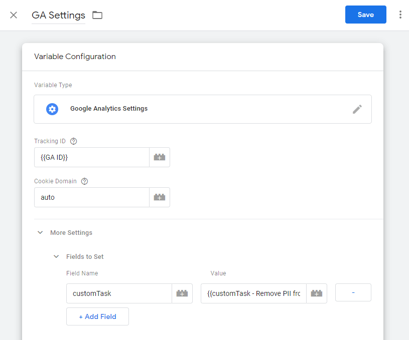 Google Analytics Settings inside Google Tag Manager
